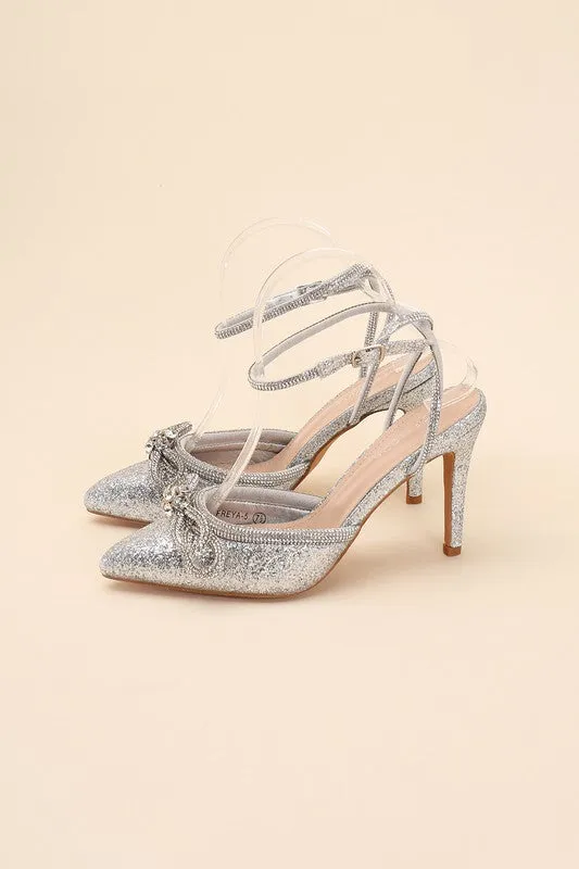 Double Bow Ankle Strap High Heel Sandals