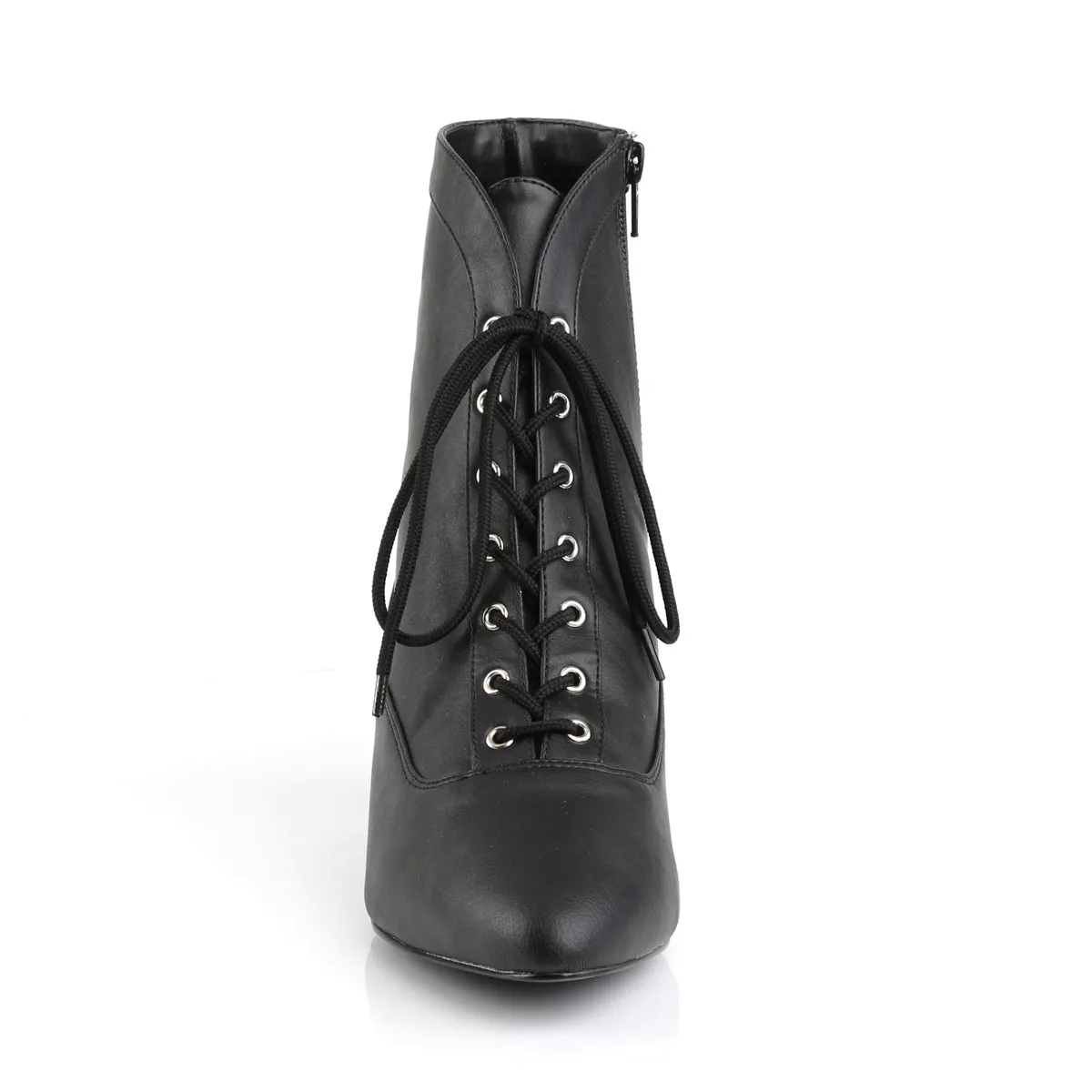 FAB-1005 Pleaser Pink Label Black Faux Leather Sexy Single Soles (Fetish Footwear)