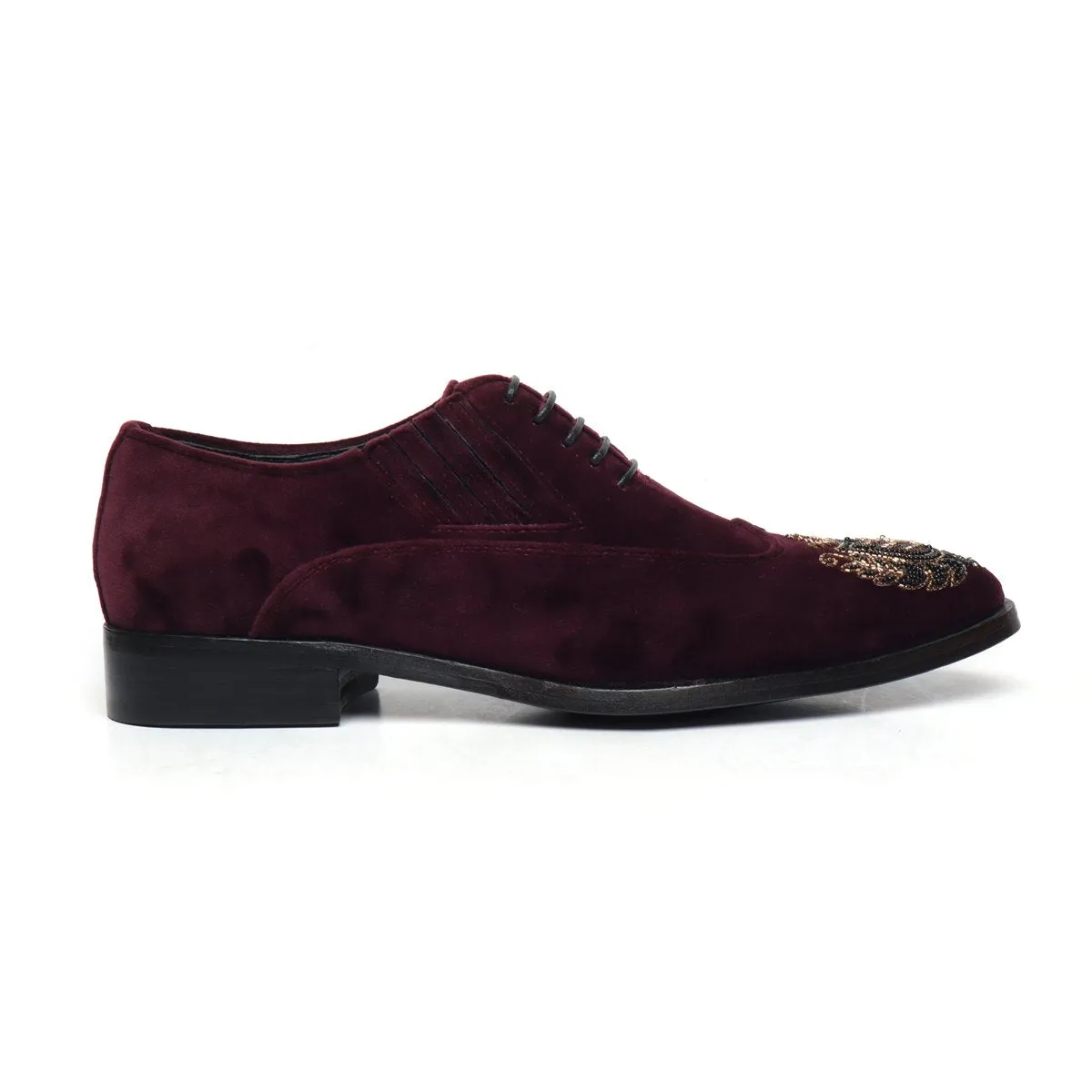 Zardosi Wingtip Purple Velvet Formal Shoes by Brune & Bareskin